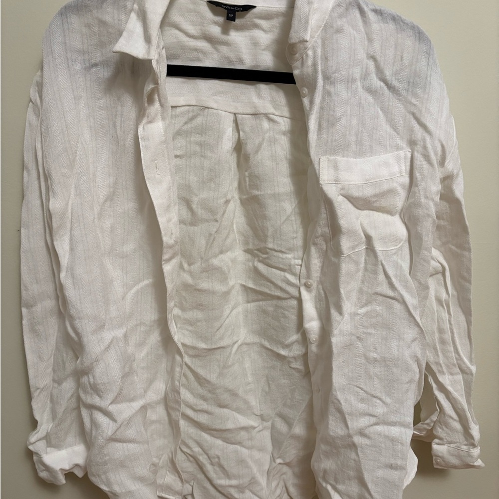 RW&CO. White Linen Blouse